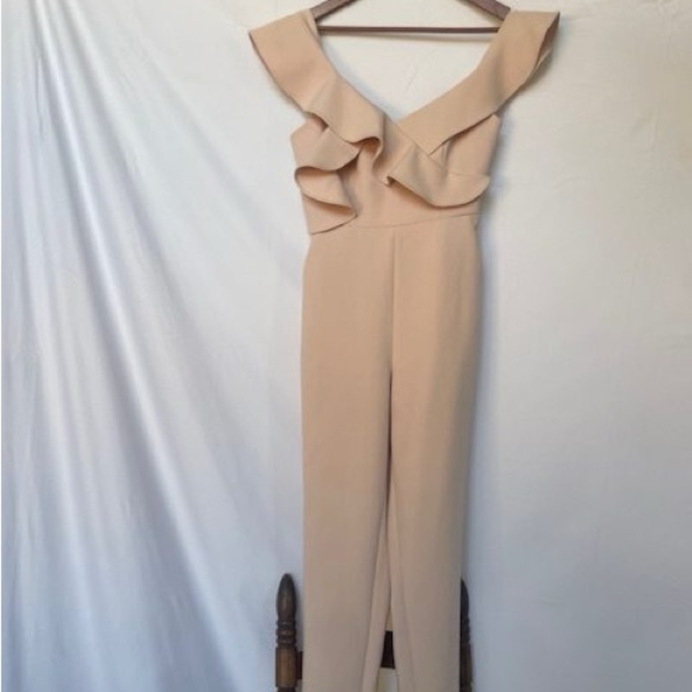 Chic Pink Ruffle Jumpsuit - Picture 3 of 3